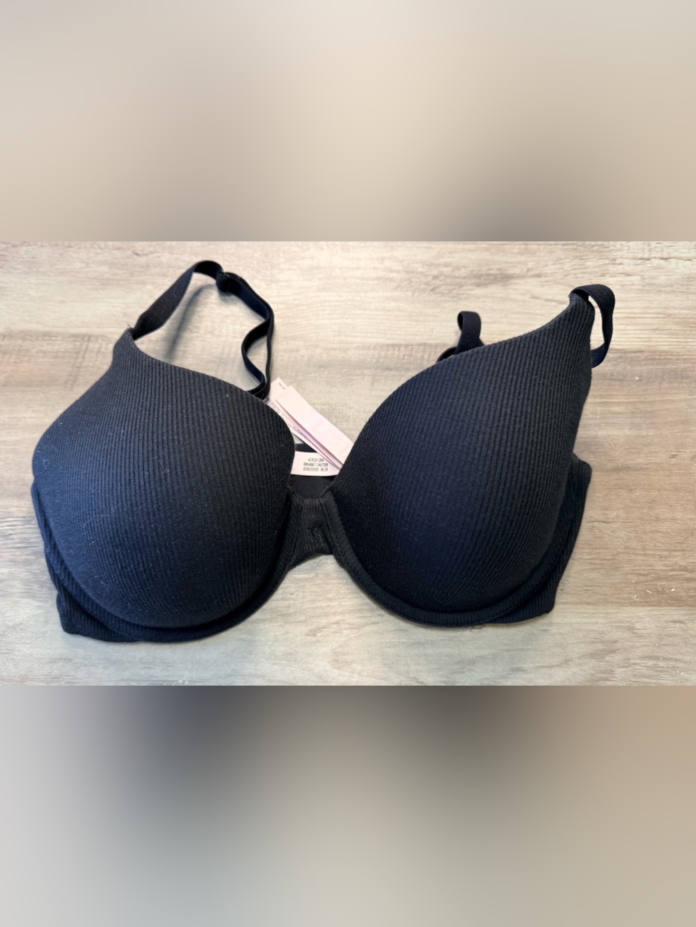 Victoria's Secret Black Ribbed T-Shirt Bra 36D